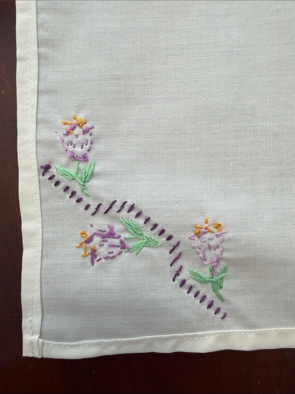 Vintage Hand-Embroidered Floral Cloth Napkins - Set of 6 - Picture 4 of 5